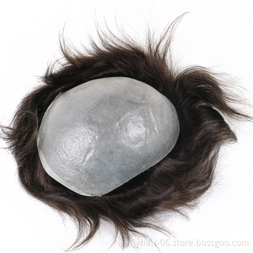 Wholesale price  Human Hair Toupee Injected Super Thin Skin Base Invisible Knots Natural Hairline Toupee For Men